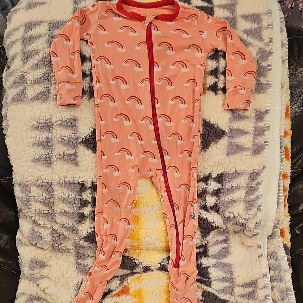 Kickee Pants Pink Rainbow Footie